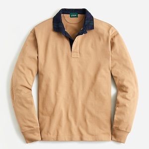 J.Crew Rugby shirt with tartan collar in Khaki Blackwatch (BL238 NWT)